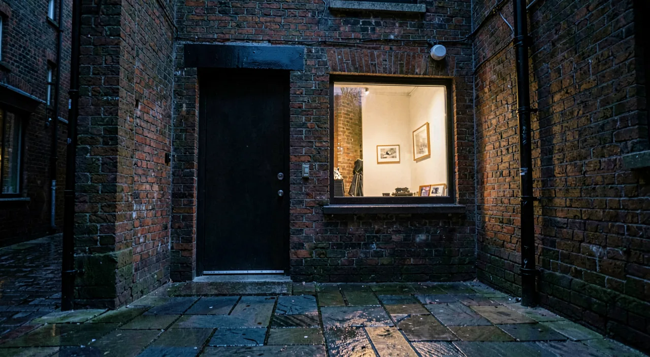 The Fitzroy laneway entrance to the studio at dusk